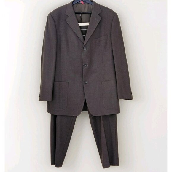 Ermenegildo Zegna Suit Blazer Trousers Men 56R  Soft Line Olive Wool Spain FLAW - Picture 1 of 16
